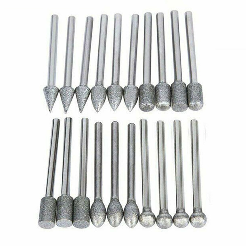 20pcs 120 grit plated diamond burr set rotary drill bit set grinding tool grinding diamond burr drill bits high quality