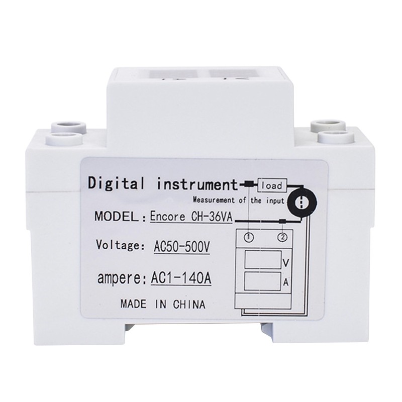 Digital Voltmeter Ammeter AC1-140A AC50-500V Voltage Current Meter Din Rail Tester With Smart Chip LED Permanent Display