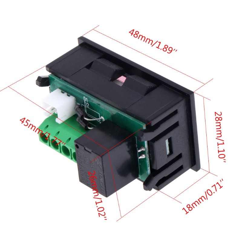 W1218 Digital Thermostat DC 12V Temperature Controller For Incubator With Red Display Probe