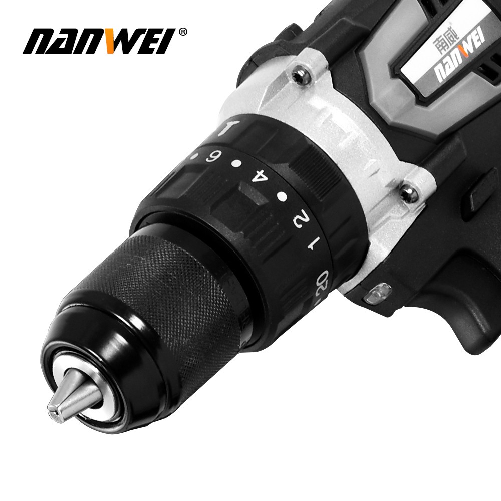 NANWEI 21V 13mm Cordless Drill Industrial Grade Brushless Impact Drill 1/2" Metal Auto Lock Chuck Ice Drill Fishing