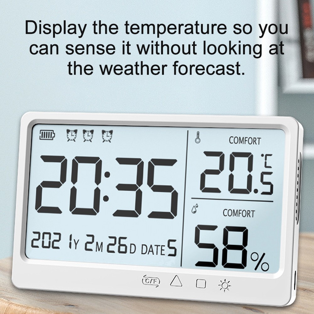 MY-13 LCD شاشة كبيرة مقياس الرطوبة درجة الحرارة الإلكترونية عالية الامطار درجة الحرارة الالكترونية ساعة تنبيه