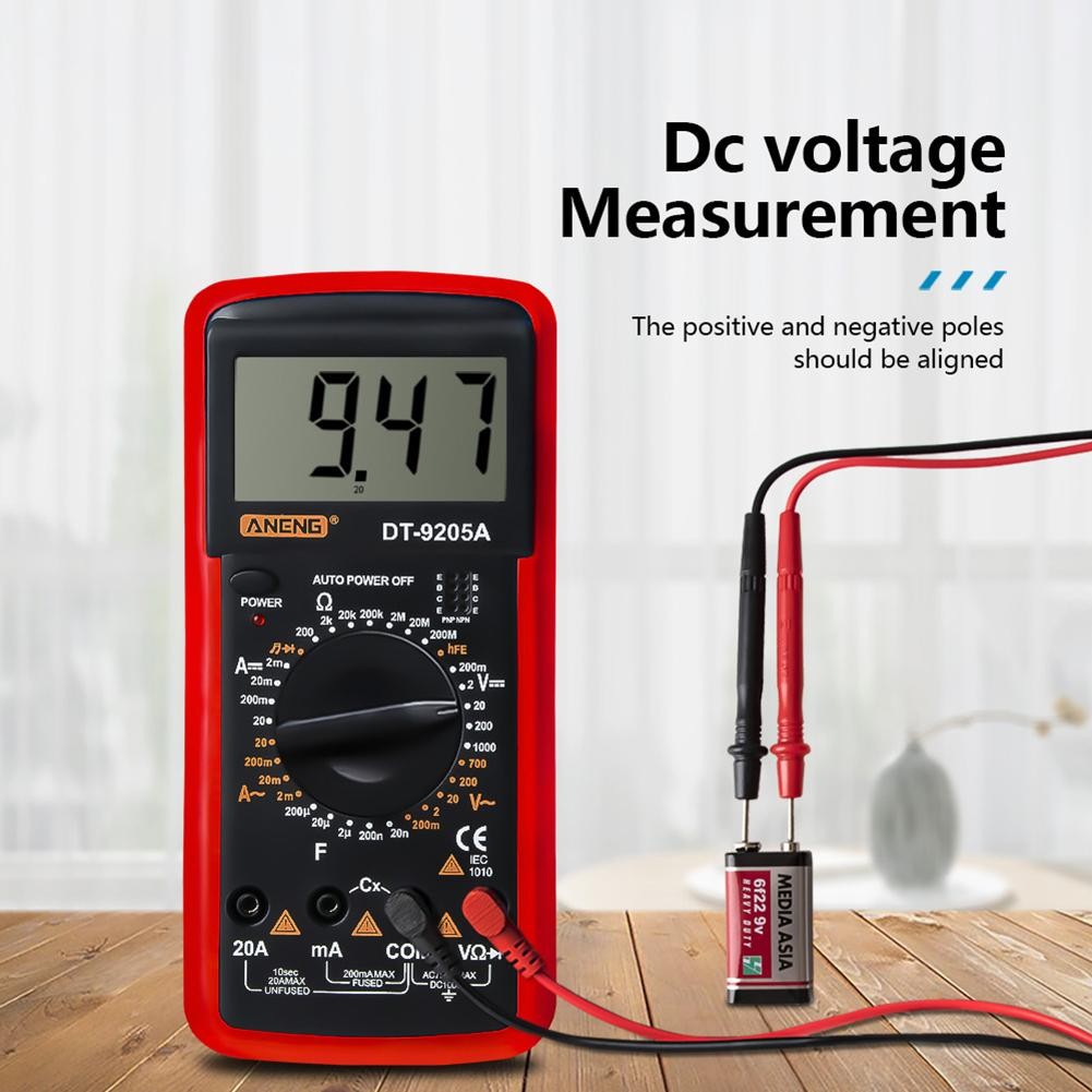 ANENG DT-9205A الفولتميتر الرقمي الحالي الجهد متر جهاز اختبار المقاومة يده مقياس التيار الكهربائي المقاومة السعة