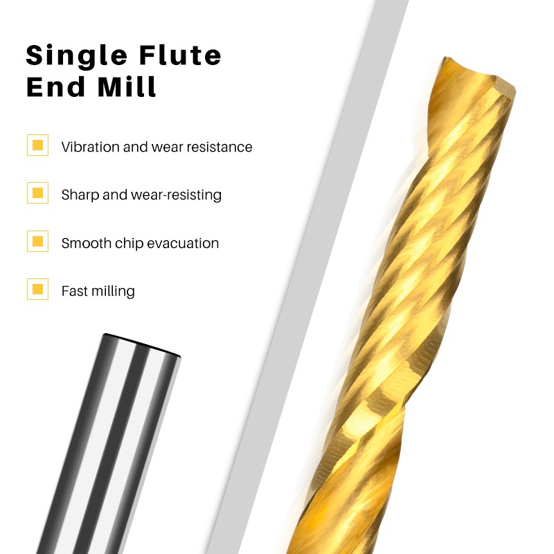 XCAN Spiral Router Bit 1/8mm Single Shank Flute Spiral Carbide End Mill Tin Coated CNC Engraving Bits Milling Cutter