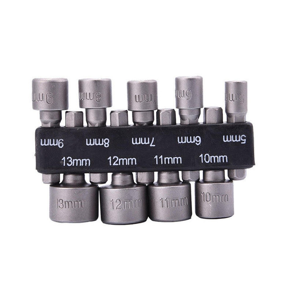 9pcs Power Head Screwdriver Hex Shank Drill Bit Adapter Socket Adapter Wrench Screw Tool 5mm-13mm Adapter Magnetic Shank Screw Drill