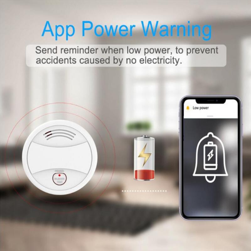 Tuya wifi smoke alarm remote smart home app notification smoke detector home security