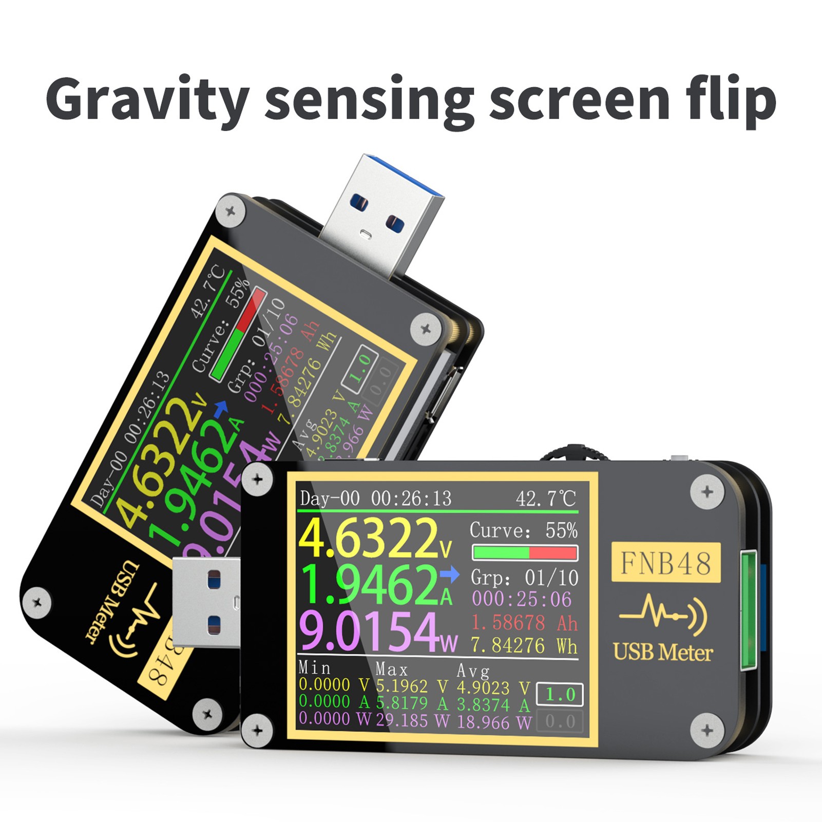 FNIRSI-FNB48 Voltmeter Ammeter Current & Voltmeter USB Tester QC/PD Fast Charging Protocol Capacity Tester With 9 Languange