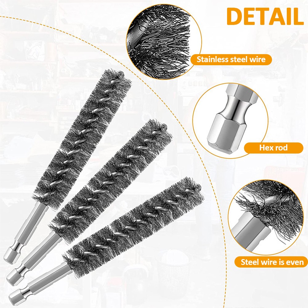 4 inch in length stainless steel wire pipe cleaning brush for battery powered electric drill