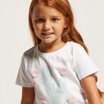 Juniors Printed T-shirt and Striped Pyjama Set