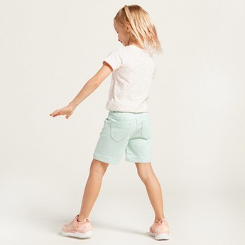 Juniors Solid Shorts with Pockets and Button Closure