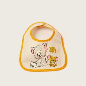 Disney Tom and Jerry Print Bib with Snap Button Closure - Set of 6