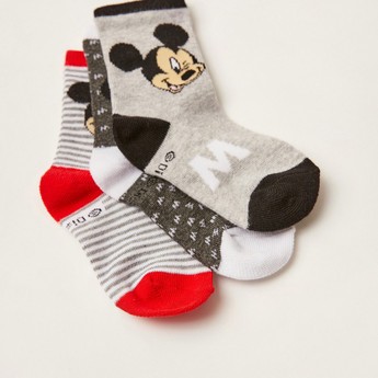 Disney Mickey Mouse Print Socks - Set of 3