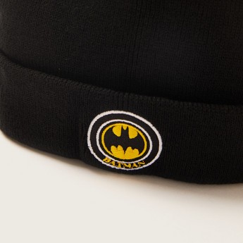 Batman Textured Cap with Pom-Pom Detail