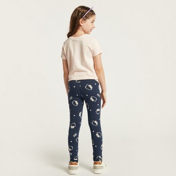 Sanrio All-Over Hello Kitty Print Leggings with Elasticated Waistband