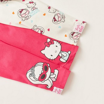 Sanrio Printed Leggings with Elasticised Waistband - Set of 2