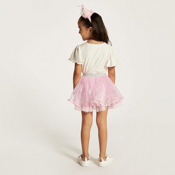 Charmz Bow Accented Tulle Skirt with Headband