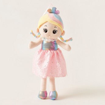 Juniors Pink Dress Doll with Rainbow Hair - 60 cms