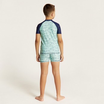 Juniors Shark Print 2-Piece Rash Guard Set