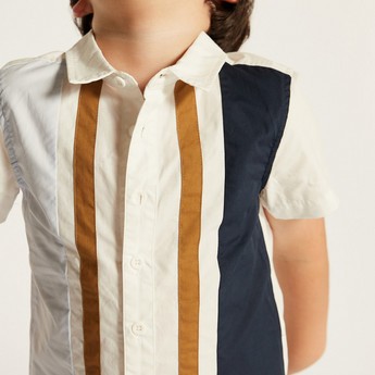 Juniors Panelled Shirt with Short Sleeves and Button Closure