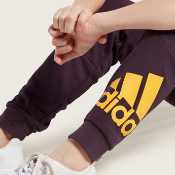 adidas Logo Print Jog Pants with Pockets and Drawstring