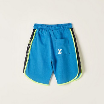 XYZ Printed Shorts with Drawstring Closure and Pocket