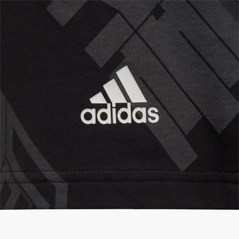 adidas Printed Crew Neck T-shirt with Short Sleeves