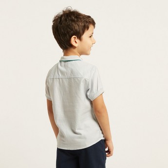 Juniors Solid Shirt with Button Closure and Bow Detail