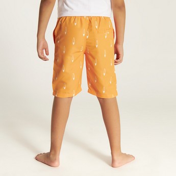 Juniors All Over Print Swimshorts with Drawstring Closure and Pockets