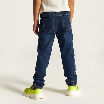 Juniors Solid Denim Pants with Drawstring Closure