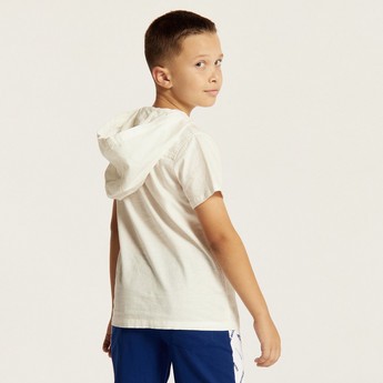 Eligo Solid Short Sleeves T-shirt with Hood and Pockets