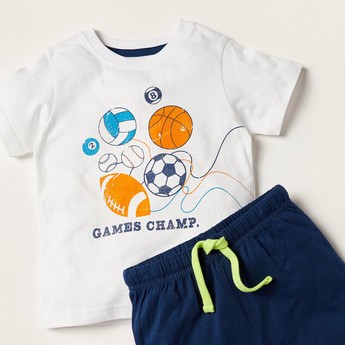 Juniors Printed Crew Neck T-shirt and Shorts Set