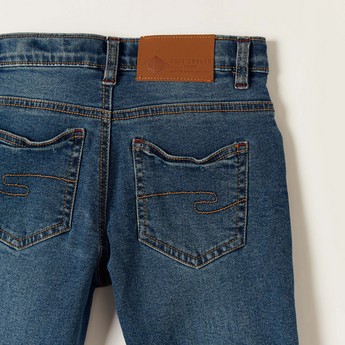 Lee Cooper Solid Denim Jeans with Pockets and Belt Loops