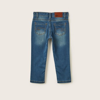 Lee Cooper Solid Denim Jeans with Pockets and Button Closure