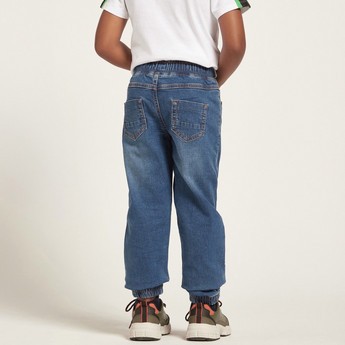 Juniors Solid Denim Pants with Pocket Detail and Drawstring