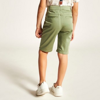 Juniors Solid Shorts with Button Closure and Pockets