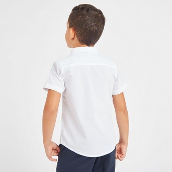 Juniors Solid Shirt with Short Sleeves and Pocket Detail