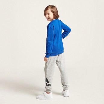 adidas Logo Print Jog Pants with Drawstring Closure and Pockets