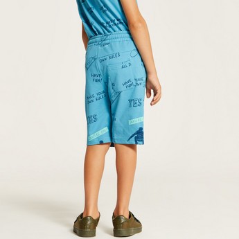 Juniors Printed Shorts with Drawstring Closure and Pockets