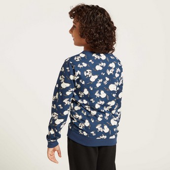 All-Over Snoopy Printed Pullover with Long Sleeves