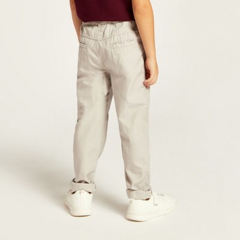 Juniors Solid Full Length Pants with Button Closure and Pockets