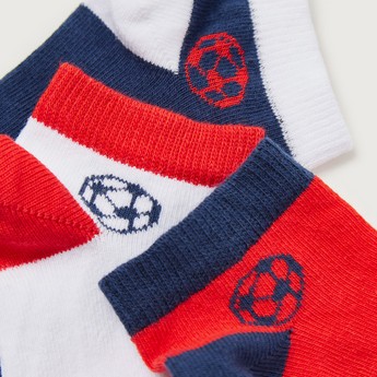 Juniors Football Themed Ankle Length Socks - Set of 3