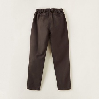 Solid Pants with Semi-Elasticated Waistband and Pockets