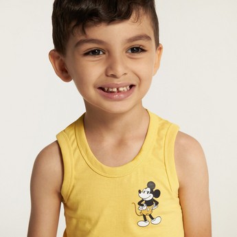 Mickey Mouse Print Vest with Round Neck - Set of 3