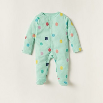 Juniors Printed Sleepsuit with Long Sleeves and Button Closure - Set of 3