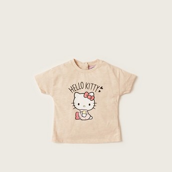 Sanrio Hello Kitty Print Crew Neck T-shirt with Cap Sleeves - Set of 2