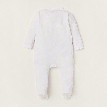 Giggles Embroidered Closed Feet Sleepsuit with Long Sleeves