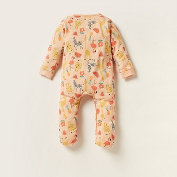 Juniors Tropical Print Long Sleeves Sleepsuit with Button Closure