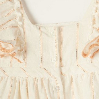 Giggles Embroidered Sleeveless A-line Top with Ruffle Detail