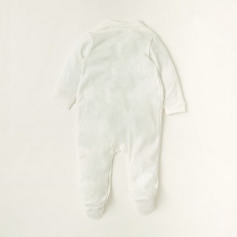 Giggles Lace Closed Feet Sleepsuit with Long Sleeves and Bow Detail