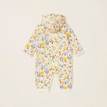 Juniors Printed Sleepsuit with Hood and Long Sleeves