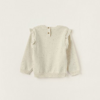 Giggles Textured Pullover with Long Sleeves and Ruffles